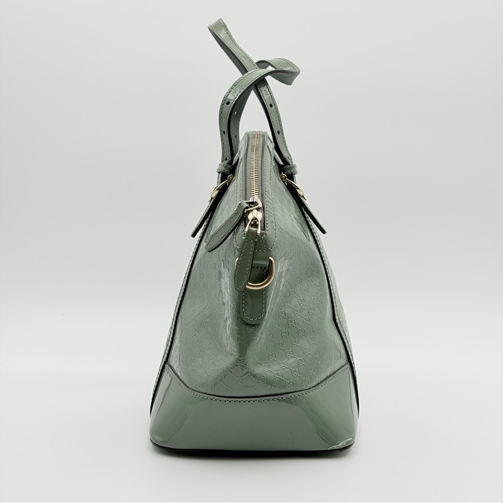 GUCCI MICROGUCCISSIMA NICE PATENT LEATHER DOME SATCHEL – GREEN - Picture 4 of 11